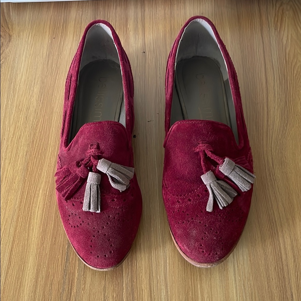Dolce Vita Red and Gray Suede Loafers with Tassels